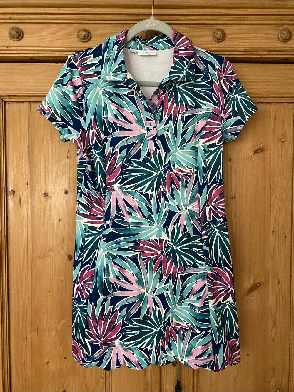 Sigrid Olsen Tropical Print Golf or Tennis Dress in Aqua, Pink and Navy - Picture 11 of 12
